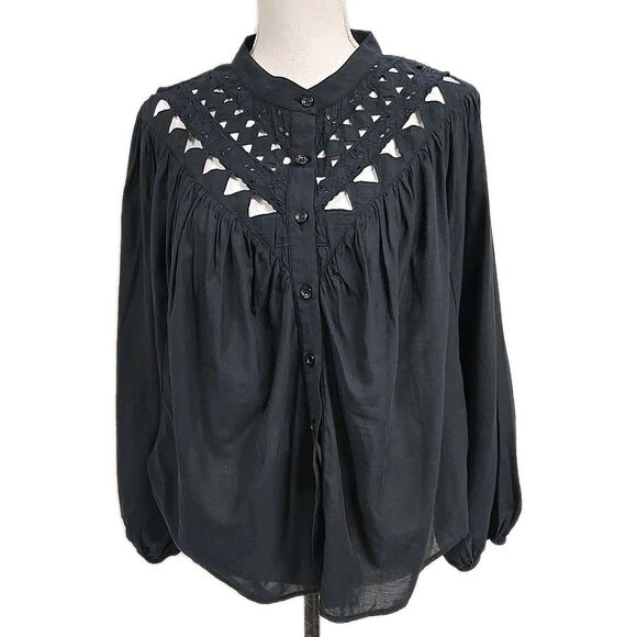 Mother Tops - MOTHER The V Yoke Shirt Button Down Shirt Black Women’s Size S